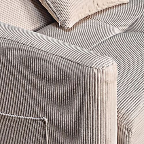 Canapé Convertible ADARA - Avec Coffre En Velours Côtelé Beige 3 Places