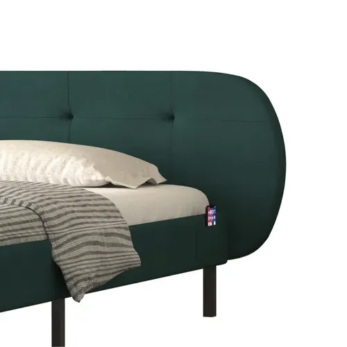 Tulsa - Lit Capitonné 140x190cm Vert Avec Tête De Lit Et Sommier