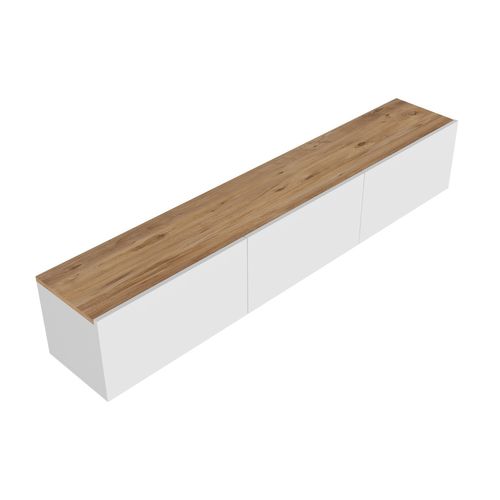 Hal - Meuble TV Suspendu Avec Placards 150cm Blanc Et Bois