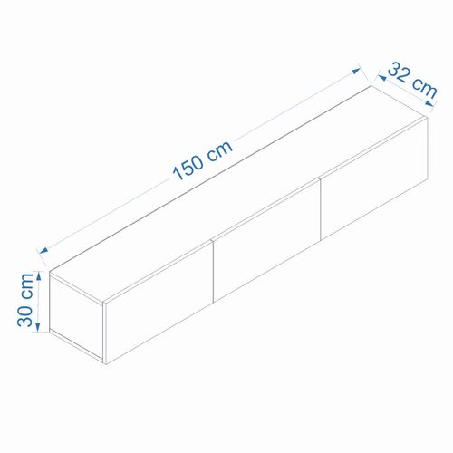 Hal - Meuble TV Suspendu Avec Placards 150cm Blanc Et Bois