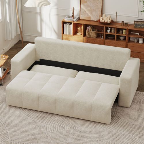 Canterbury - Canapé Convertible 3 Places Avec Coffre En Bouclette Beige