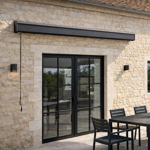 Lozio - Store Banne Motorisé 3,95 X 3 M En Aluminium Avec Toile Gris