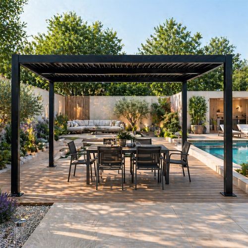Corfu - Pergola Bioclimatique 4x3m Structure Aluminium Lames Orientables