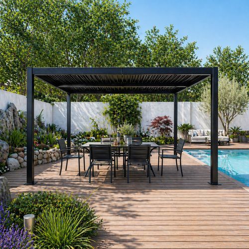 Corfu - Pergola Bioclimatique 4x3m Structure Aluminium Lames Orientables
