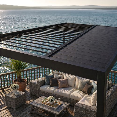 Corfu - Pergola Bioclimatique 4x3m Structure Aluminium Lames Orientables
