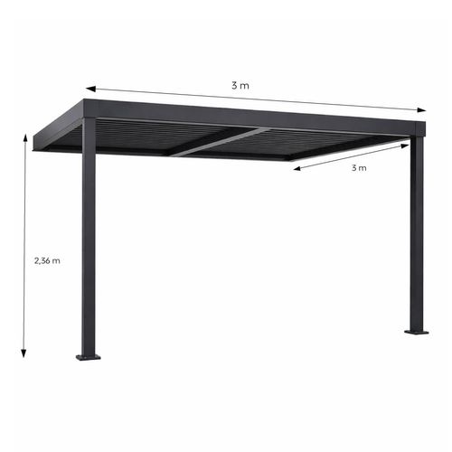 Sifnos - Pergola Bioclimatique 3x3m Adossée En Aluminium Noir