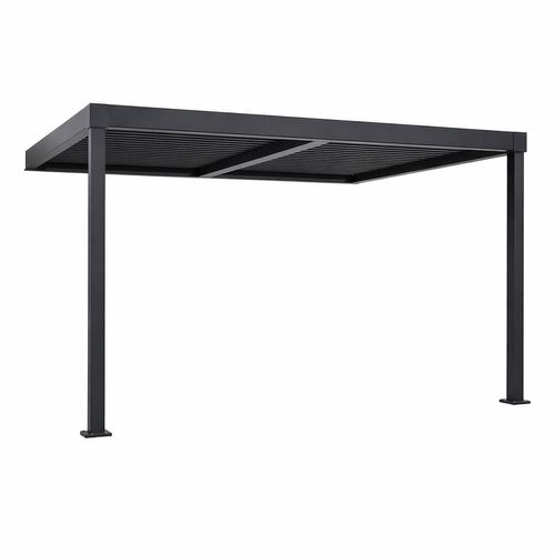 Sifnos - Pergola Bioclimatique 3x3m Adossée En Aluminium Noir