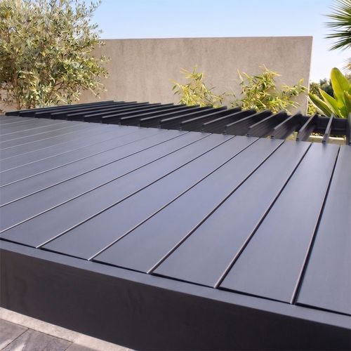 Sifnos - Pergola Bioclimatique 3x3m Adossée En Aluminium Noir