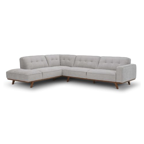 York - Canapé D'angle Design En Tissu Gris 5/6 Places Angle Gauche