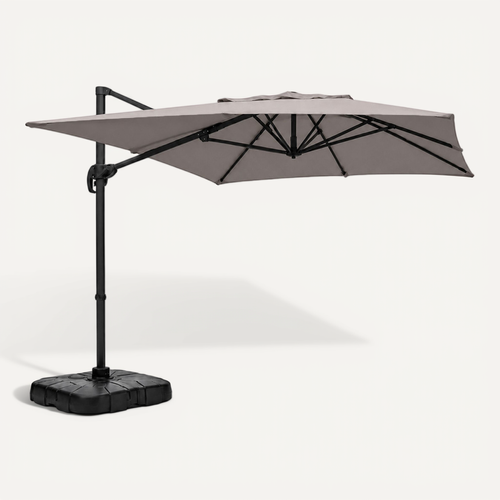 Piana - Parasol Rectangulaire 2x3m Déporté Rotatif Gris
