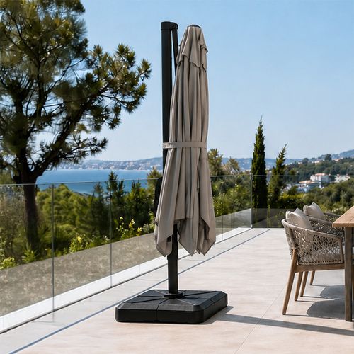 Piana - Parasol Rectangulaire 2x3m Déporté Rotatif Gris
