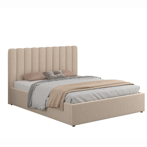 Savannah - Lit Avec Coffre De Rangement 160x200cm Velours Beige