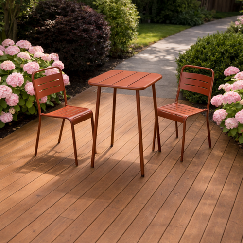 Bergame - Table Carrée 2 Places 50x50cm Terracotta