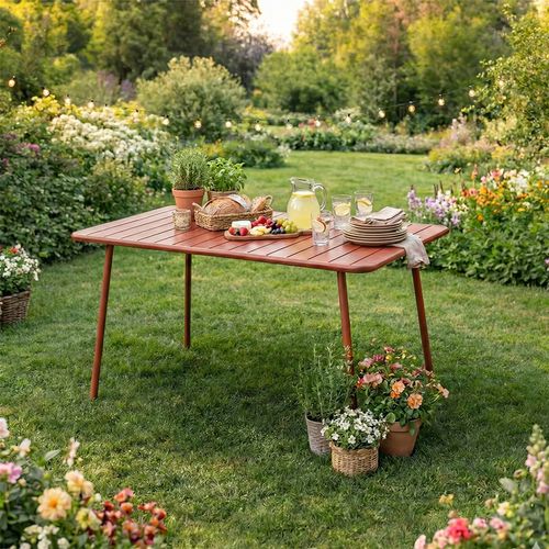 Bergame - Table De Jardin 4 à 6 Places 120cm Terracotta