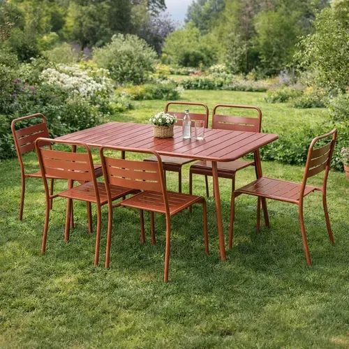 Bergame - Table De Jardin 4 à 6 Places 120cm Terracotta