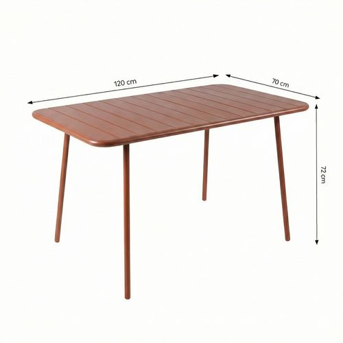 Bergame - Table De Jardin 4 à 6 Places 120cm Terracotta