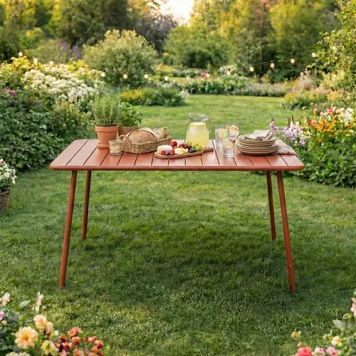 Bergame - Table De Jardin 4 à 6 Places 120cm Terracotta