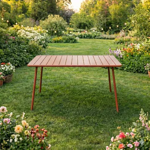 Bergame - Table De Jardin 4 à 6 Places 120cm Terracotta