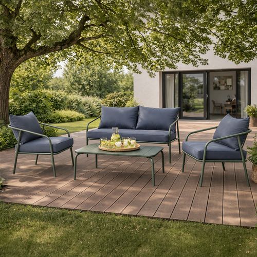 Bergame - Salon De Jardin 4 Places Kaki