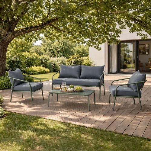 Bergame - Salon De Jardin 4 Places Kaki