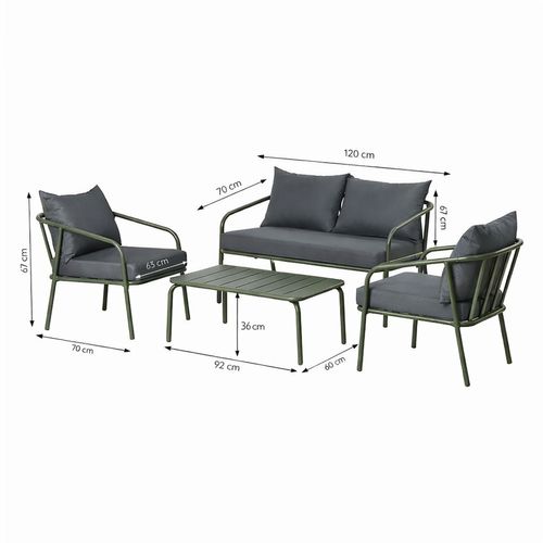 Bergame - Salon De Jardin 4 Places Kaki