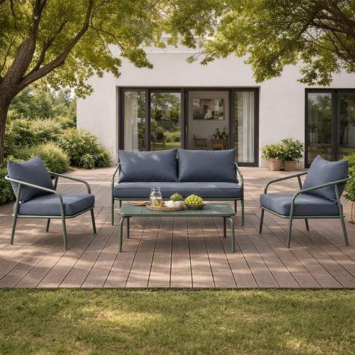 Bergame - Salon De Jardin 4 Places Kaki