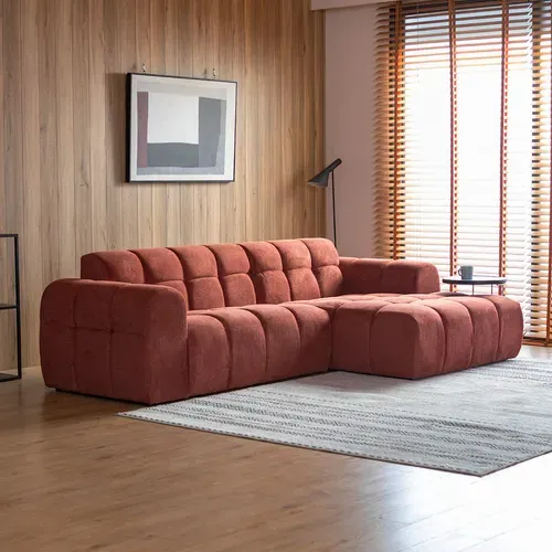 Salford - Canapé D'angle 3/4 Places Nuage En Velours Terracotta