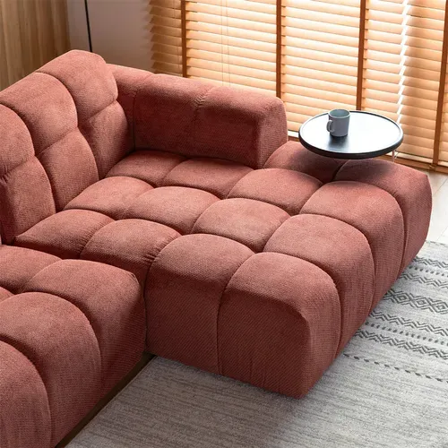 Salford - Canapé D'angle 3/4 Places Nuage En Velours Terracotta