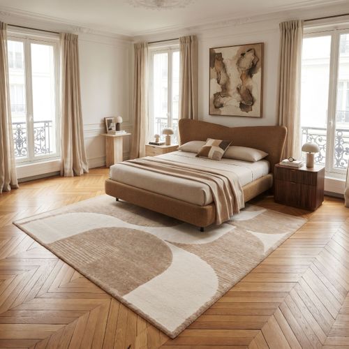 Tapis À Reliefs Doux À Relief Géométrique Beige 160x230