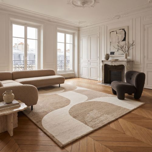 Tapis À Reliefs Doux À Relief Géométrique Beige 160x230
