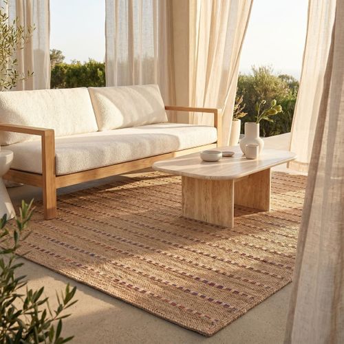 Tapis Extérieur Intérieur Aspect Jute Beige Multicolore 160x230