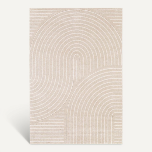 Tapis Doux À Relief Abstrait Géométrique Beige 160x230