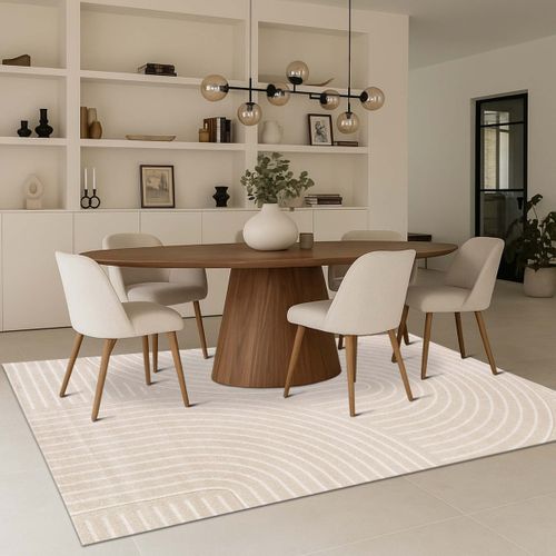 Tapis Doux À Relief Abstrait Géométrique Beige 160x230