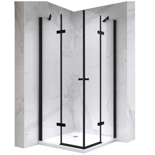 Cabine De Douche H190 75x90cm Verre Transparent Profilés Noir Maya-black (sans Receveur)