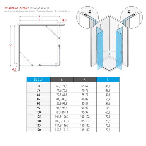 Cabine De Douche H190 75x90cm Verre Transparent Profilés Noir Maya-black (sans Receveur)