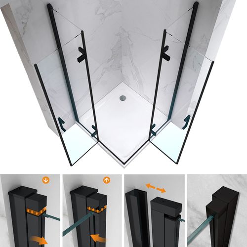 Cabine De Douche Angulaire Idralite Flip 75x100cm 2 Portes Pivotantes EasyClean