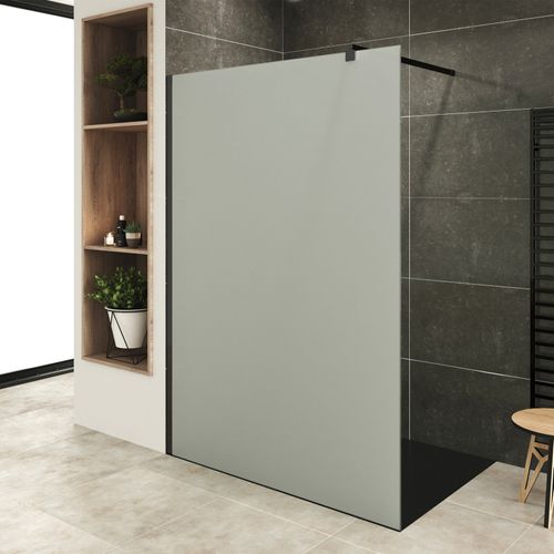 Paroi De Douche 100 X 200 Cm Verre 10mm Opaque, Profilés Noirs Roma-black