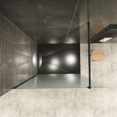 Paroi De Douche 100 X 200 Cm Verre 10mm Opaque, Profilés Noirs Roma-black