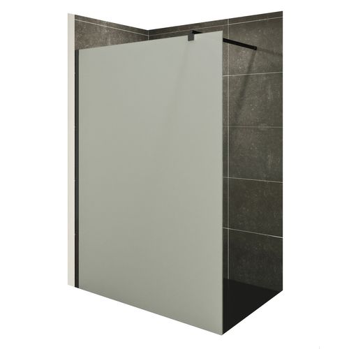 Paroi De Douche 100 X 200 Cm Verre 10mm Opaque, Profilés Noirs Roma-black