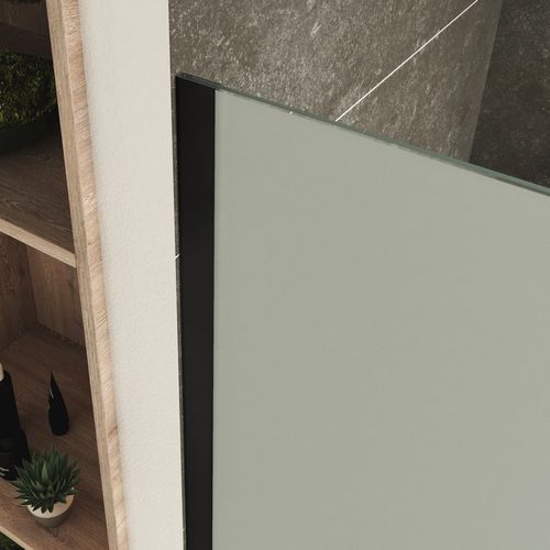 Paroi De Douche 100 X 200 Cm Verre 10mm Opaque, Profilés Noirs Roma-black