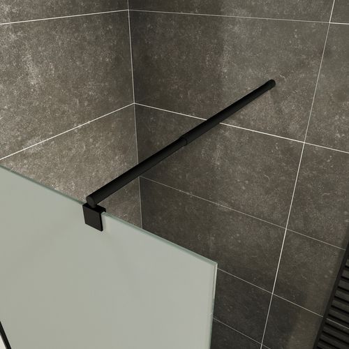 Paroi De Douche 100 X 200 Cm Verre 10mm Opaque, Profilés Noirs Roma-black