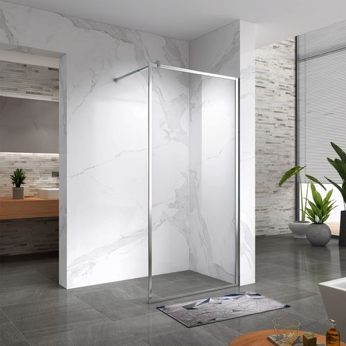 Paroi Douche Italienne Lucia 140x200 Cm Verre 8mm, Transparent, Anticalcaire