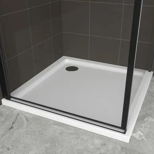 Cabine De Douche 100x100 Cm + Receveur Helena-black H.190 Porte Battante Verre 6 Mm Transparent