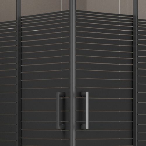 Cabine De Douche 75x75 Cm H.180 Verre Sérigraphié Ligne Noire 6mm, Portes Coulissantes Boha-line