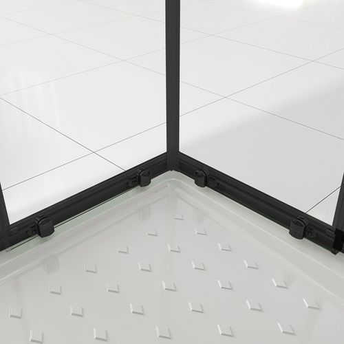 Cabine De Douche 75x75 Cm H.180 Verre Sérigraphié Ligne Noire 6mm, Portes Coulissantes Boha-line