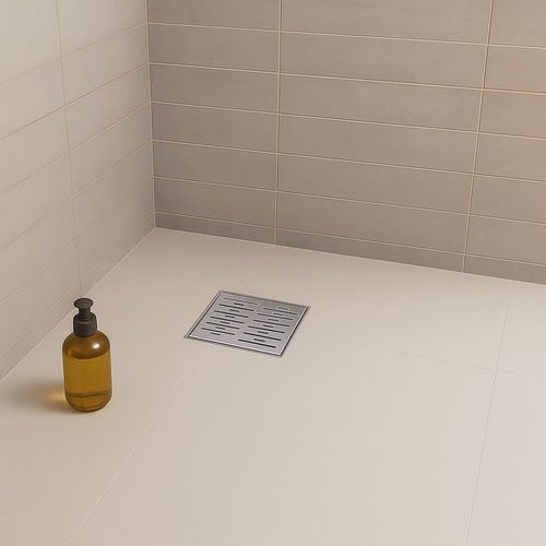Caniveau Douche Carré Motif Strié 20 X 20 Cm Anti-odeurs, Débit 36l/min, Haut. Réglable -fizeo