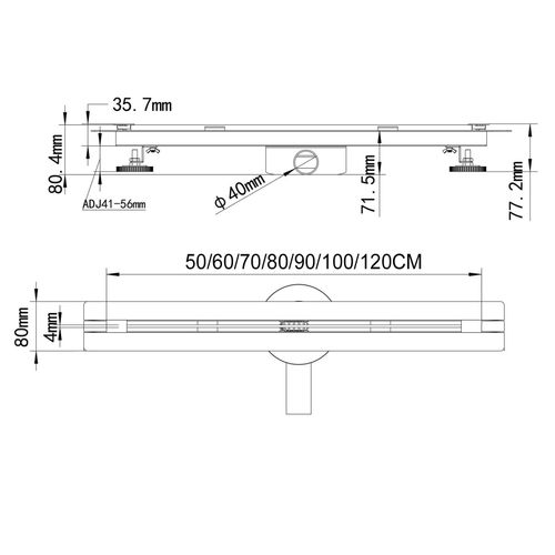 Caniveau Douche Italienne Slim L.100 Cm à Encastrer Inox, Siphon 360°, Drainage Performant -deki