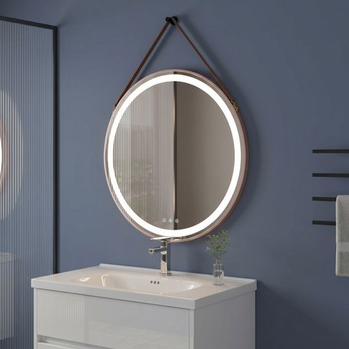 Miroir LED Lumineux Rond Cuivre D.80 Cm (2100 Lms) Antibuée + Intensité Et Couleur Réglables - Como