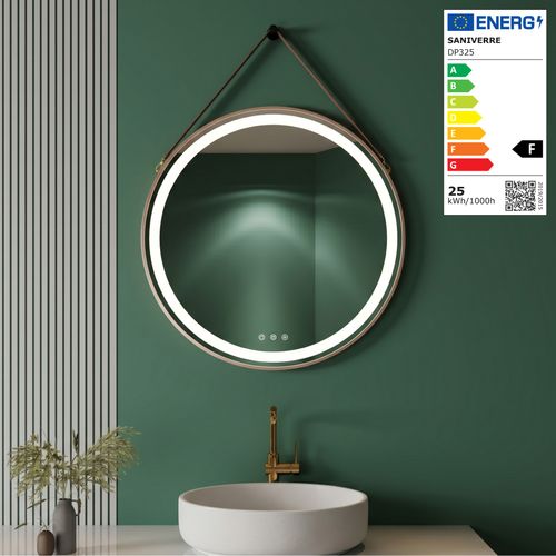 Miroir LED Lumineux Rond Cuivre D.80 Cm (2100 Lms) Antibuée + Intensité Et Couleur Réglables - Como