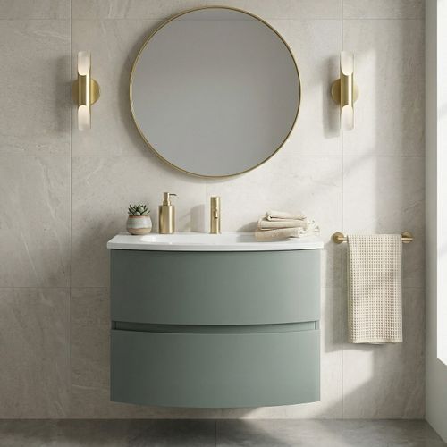 Meuble + Vasque Encastrée L.70 Cm Vert Sauge Collection Armonia - Saniverre
